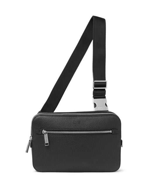 BOSS by Hugo Boss Black Crosstown Full-grain Leather Belt Bag for men