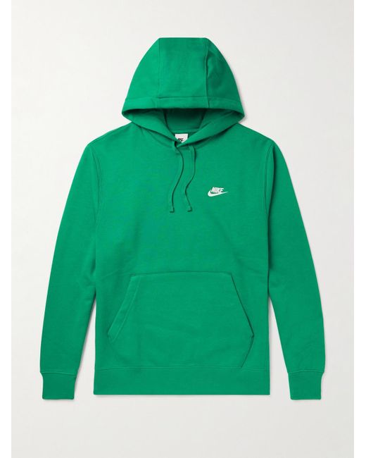 Nike Green Sportswear Club Logo-embroidered Cotton-blend Jersey Hoodie for men
