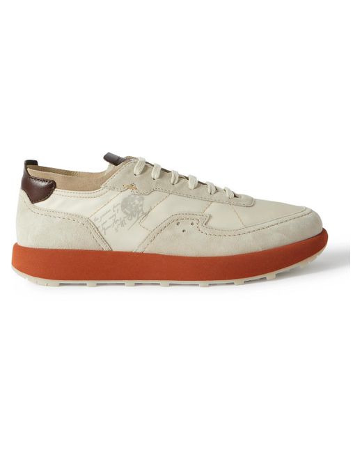 Berluti White Light Track Venezia Leather And Suede-trimmed Mesh Sneakers for men