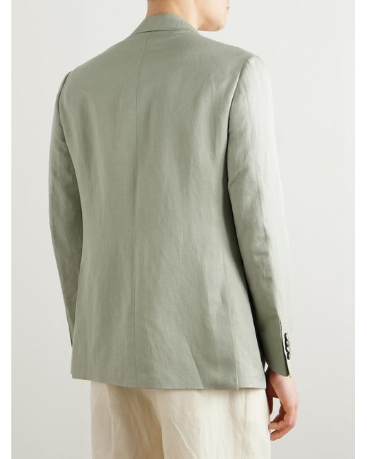 Canali Gray Kei Unstructured Linen And Silk-blend Blazer for men