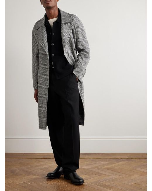 De Petrillo Gray D'avalos Double-breasted Prince Of Wales Checked Alpaca Overcoat for men