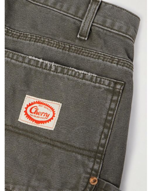 CHERRY LA Gray Straight-leg Cotton-canvas Trousers for men