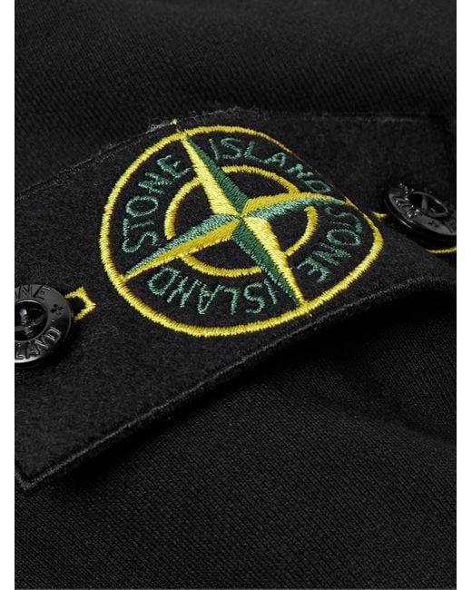 Stone Island Sweatshirt aus Baumwoll-Jersey mit Logoapplikation und kurzem Reißverschluss in Stückfärbung in Black für Herren