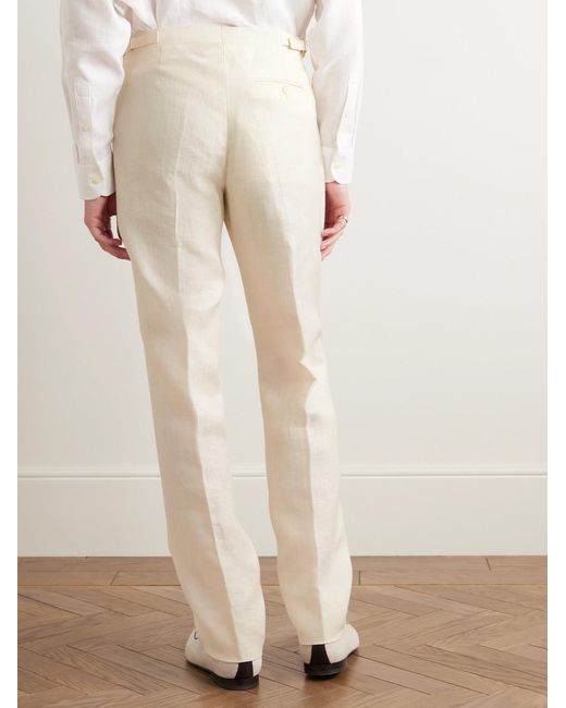 Favourbrook Natural Slim-Fit Herringbone Linen And Silk-Blend Suit Trousers for men