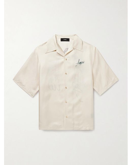 Amiri Natural Convertible-Collar Logo-Print Silk-Twill Shirt for men