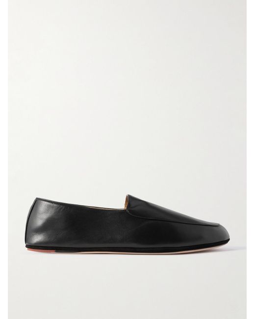 Loro Piana Black Anton Walk Leather Loafers for men