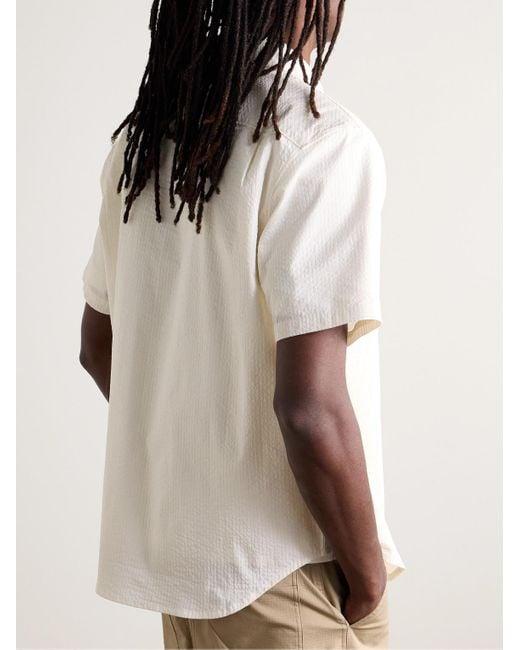 Nike Natural Button-down Collar Cotton-blend Seersucker Shirt for men