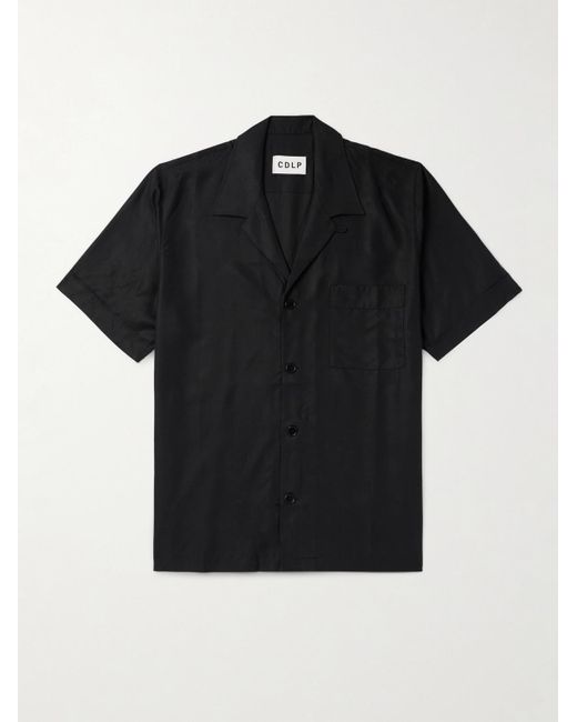 CDLP Black Convertible-collar Tm Lyocell Poplin Pyjama Shirt for men