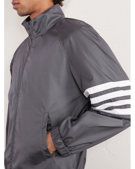 Thom Browne Gray Striped Ripstop Track Jacket for men