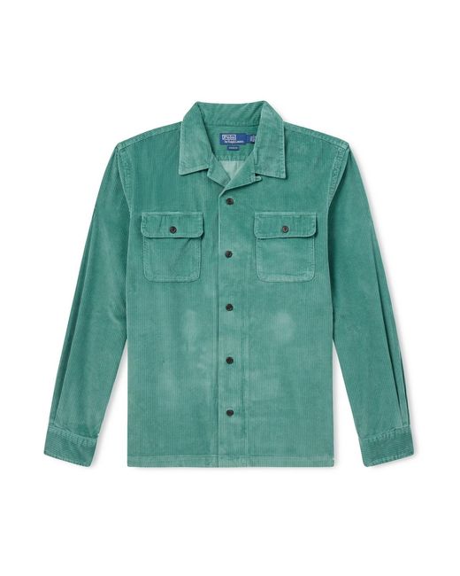 Polo Ralph Lauren Green Convertible-Collar Cotton-Corduroy Shirt for men