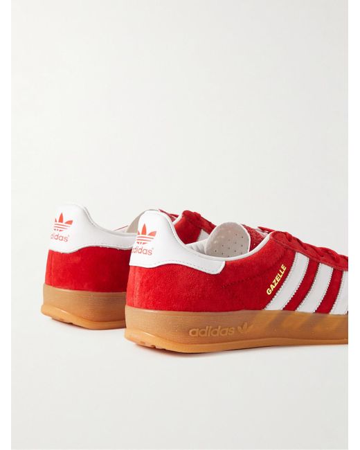 Adidas Red Gazelle Indoor Sneakers aus Veloursleder mit Lederbesatz