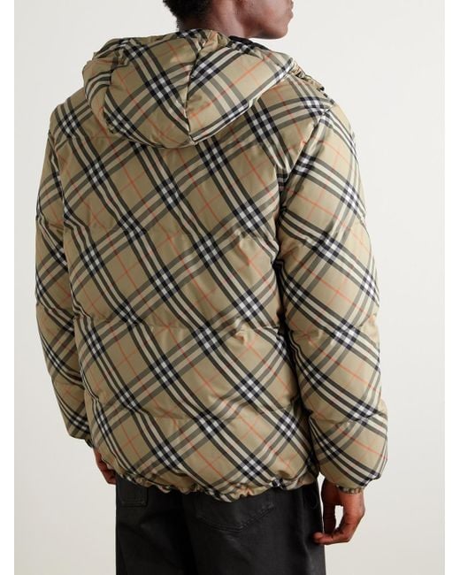 Burberry Natural Reversible Checked Quilted Shell Hooded Down Jacket for men