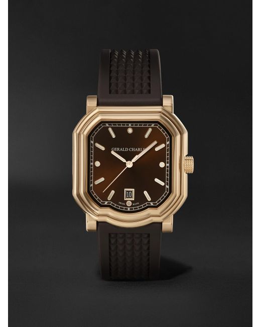 Gerald Charles Black Maestro 2.0 Ultra-Thin Automatic 39Mm 18-Karat Rose And Rubber Watch, Ref. No. Gc2.0-Rg-05 for men