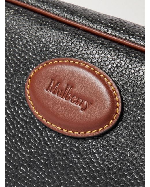 Mulberry Black Leather-Trimmed Bioveg Scotchgrain Wash Bag for men