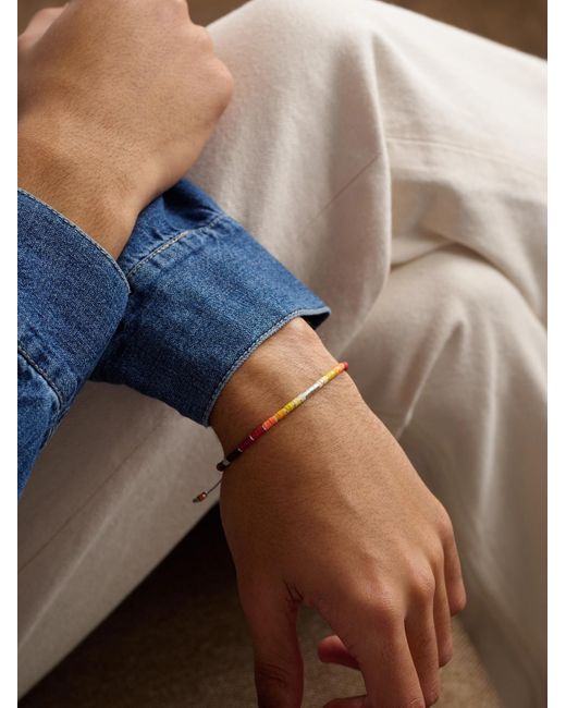 Mini Rizon Sterling And Cord Beaded Bracelet di MAOR in Black da Uomo