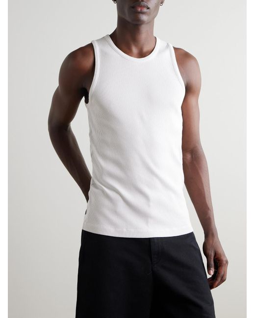 Agolde White Viggo Ribbed Stretch Organic Cotton And Tencel Lyocell-Blend Tank Top for men