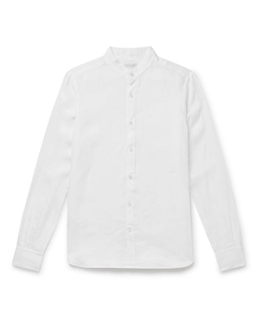 Incotex White Glanshirt Grandad-Collar Linen Shirt for men