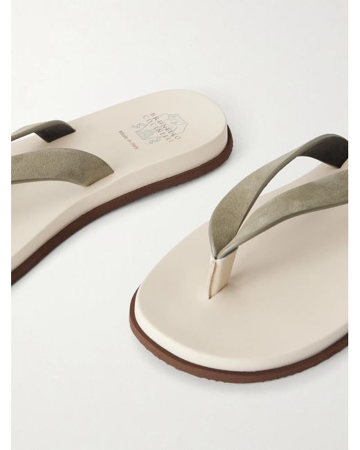 Brunello Cucinelli Natural Suede Flip Flops for men