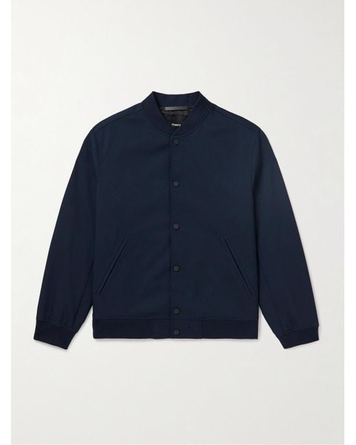 Theory Blue Wool-blend Twill Bomber Jacket for men