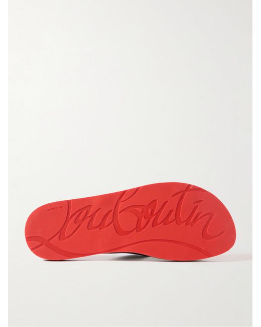 Christian Louboutin Black Loubi Cross Logo-Embossed Rubber Slides for men