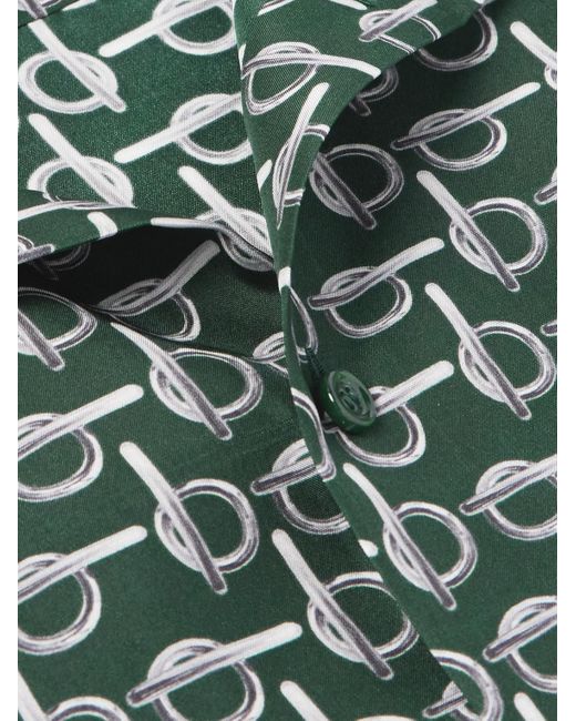 Camicia in seta di gelso stampata di Burberry in Green da Uomo