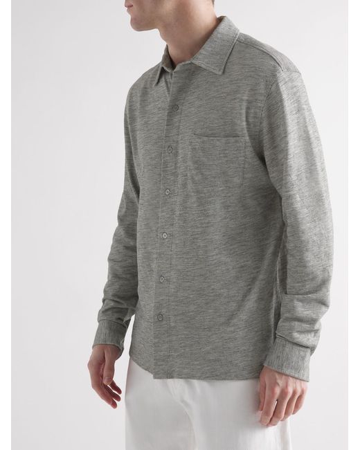 Mr P. Gray Mélange Organic Cotton-Piqué Shirt for men