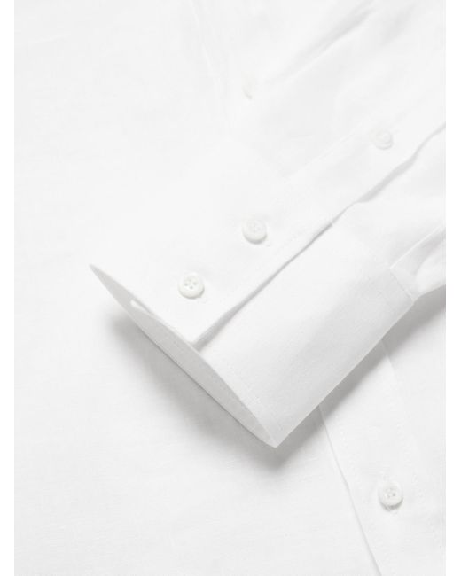 Brunello Cucinelli Hemd aus Leinen mit Cutaway-Kragen in White für Herren