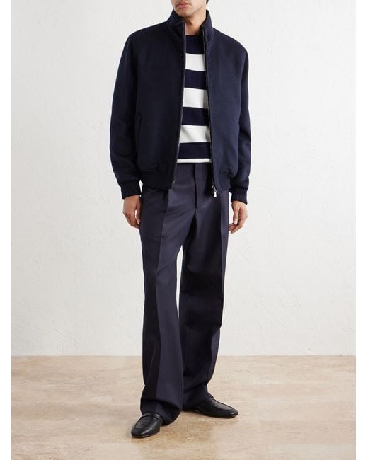 Thom Sweeney Blue Wool And Cashmere-Blend Flannel Bomber Jacket for men