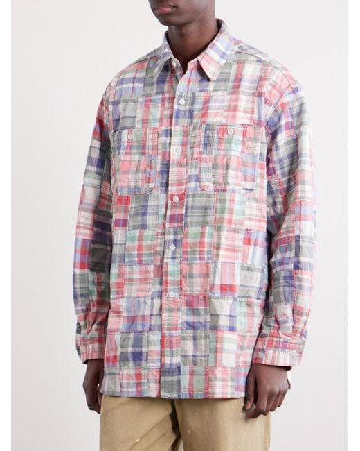 Beams Plus Pink Patchwork Checked Cotton Jacket for men