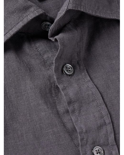Hartford Purple Paul Pat Linen Shirt for men
