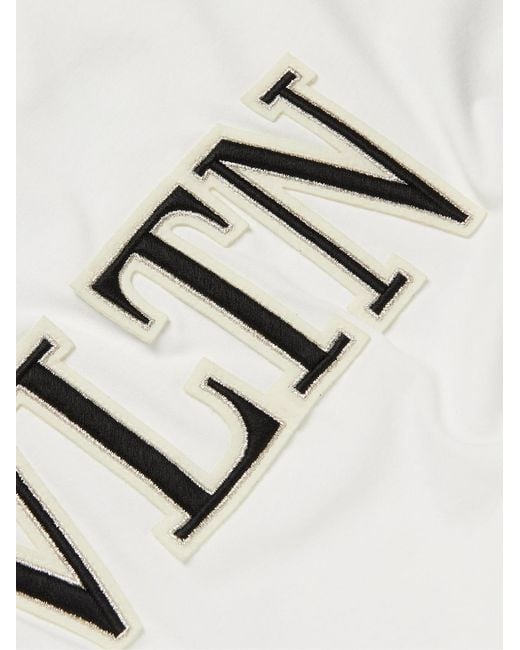 Valentino Garavani White Logo-Appliquéd Cotton-Jersey T-Shirt for men