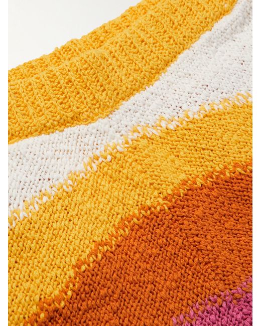 Marni Yellow Straight-Leg Crochet-Knit Striped Cotton Shorts for men
