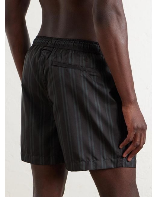 Mr P. Gray Straight-Leg Mid-Rise Striped Swim Shorts for men