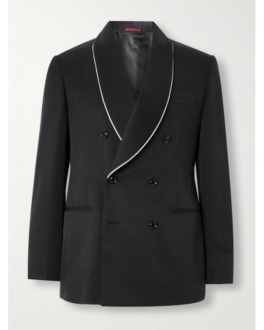 Brunello Cucinelli Black Double-breasted Shawl-lapel Silk-twill Tuxedo Jacket for men