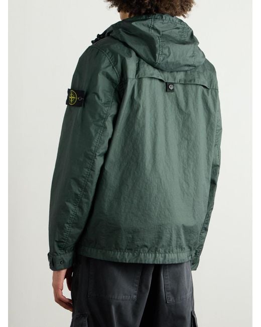 Stone Island Green Logo-Appliquéd Membrana 3L Tc Hooded Jacket for men