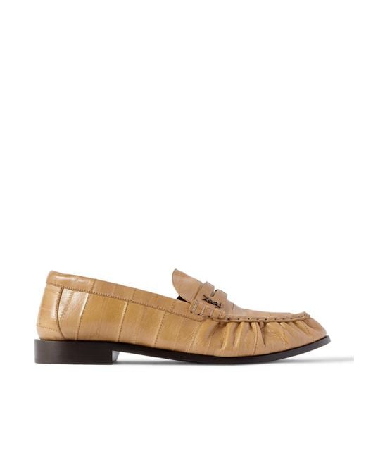 Saint Laurent Natural Le Loafer Monogram Logo-appliquéd Eel Penny Loafers for men