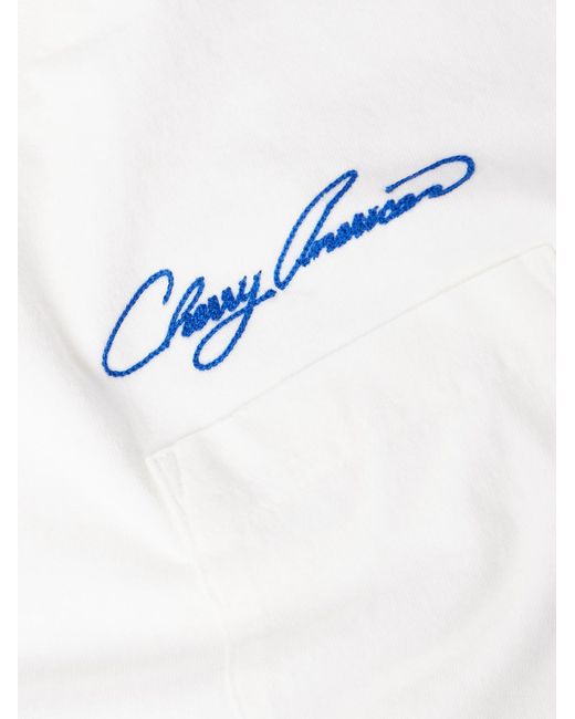 CHERRY LA White Distressed Logo-embroidered Cotton-jersey T-shirt for men