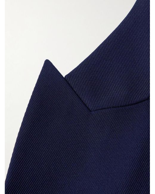 Balmain Blue Slim-fit Double-breasted Wool-twill Blazer for men