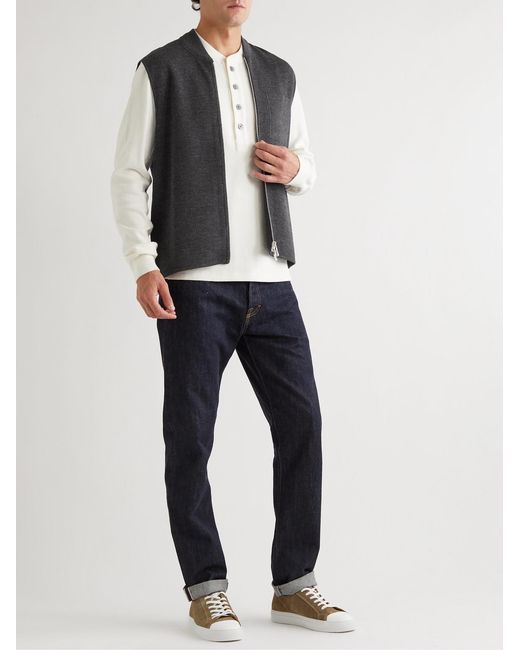 Mr P. Black Double-Faced Merino Wool-Blend Gilet for men