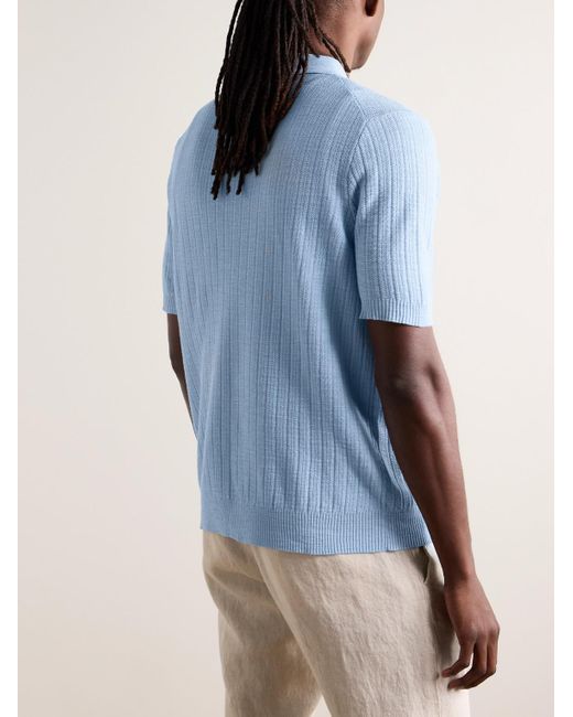 NN07 Blue Nolan 6577 Ribbed Cotton-Blend Shirt for men