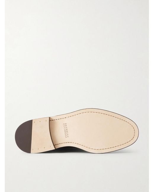 Brunello Cucinelli Brown Leather Derby Shoes for men