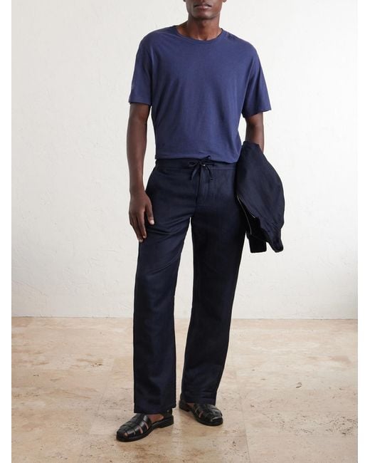 Frescobol Carioca Blue Dinis Linen-blend T-shirt for men