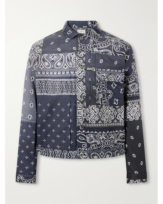 Kapital Blue Bandana-Print Patchwork Cotton Overshirt for men