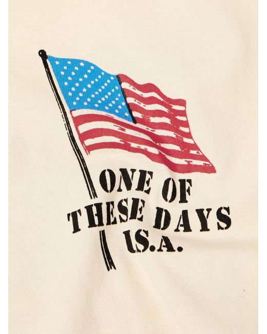 T-shirt in jersey di cotone con logo American Flag Cowboy di One Of These Days in Natural da Uomo