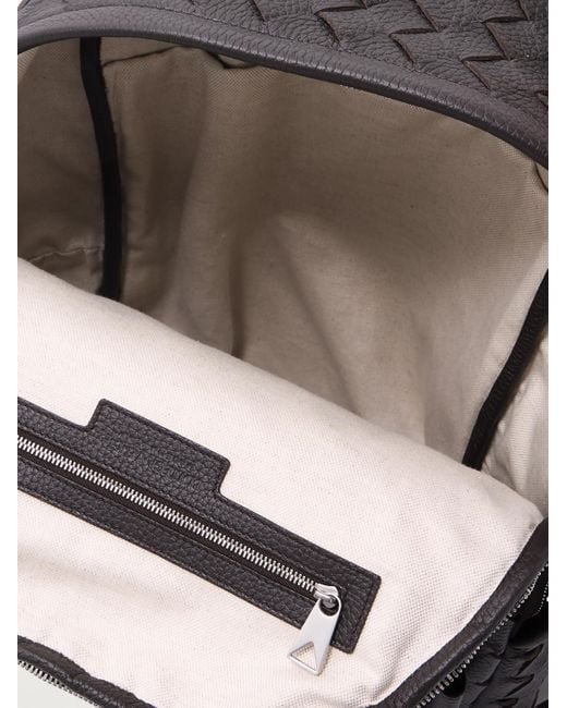 Bottega Veneta Black Intrecciato Full-grain Leather Backpack for men