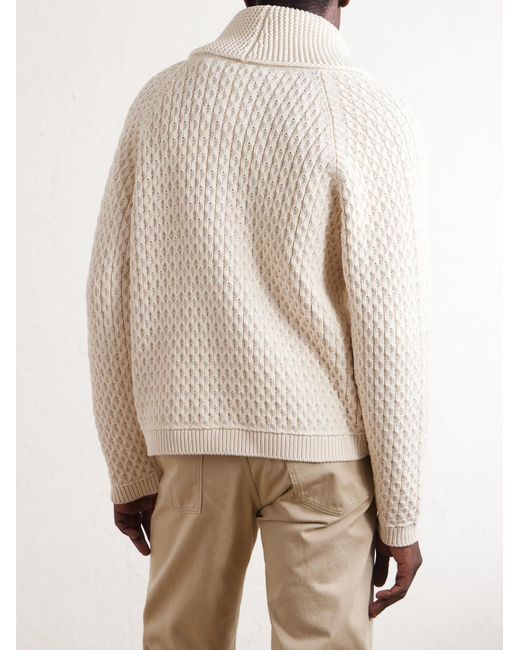 J.W. Anderson Natural Honeycomb Cable-Knit Cotton-Blend Zip-Up Cardigan for men