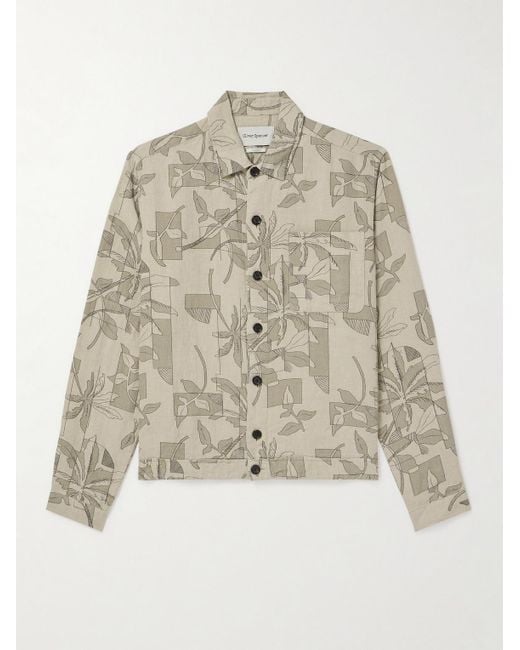 Oliver Spencer Natural Milford Printed Linen Blouson Jacket for men
