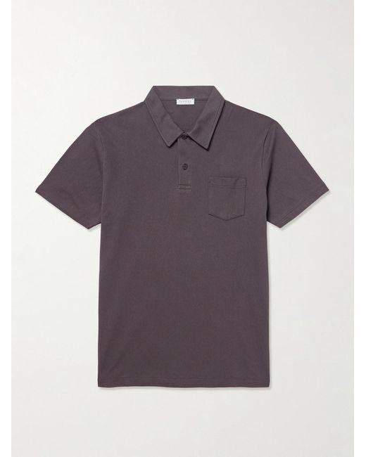Sunspel Purple Riviera Slim-fit Supima Cotton-mesh Polo Shirt for men