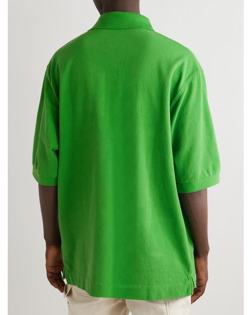 Acne Green Exgo Ric Rac-Trimmed Cotton-Jersey Polo Shirt for men