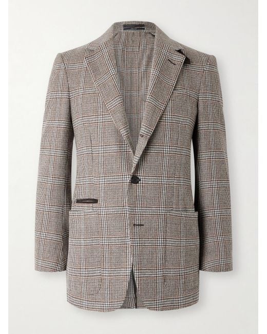 Dunhill Gray Glen Prince Of Wales Checked Wool And Cashmere-blend Blazer for men